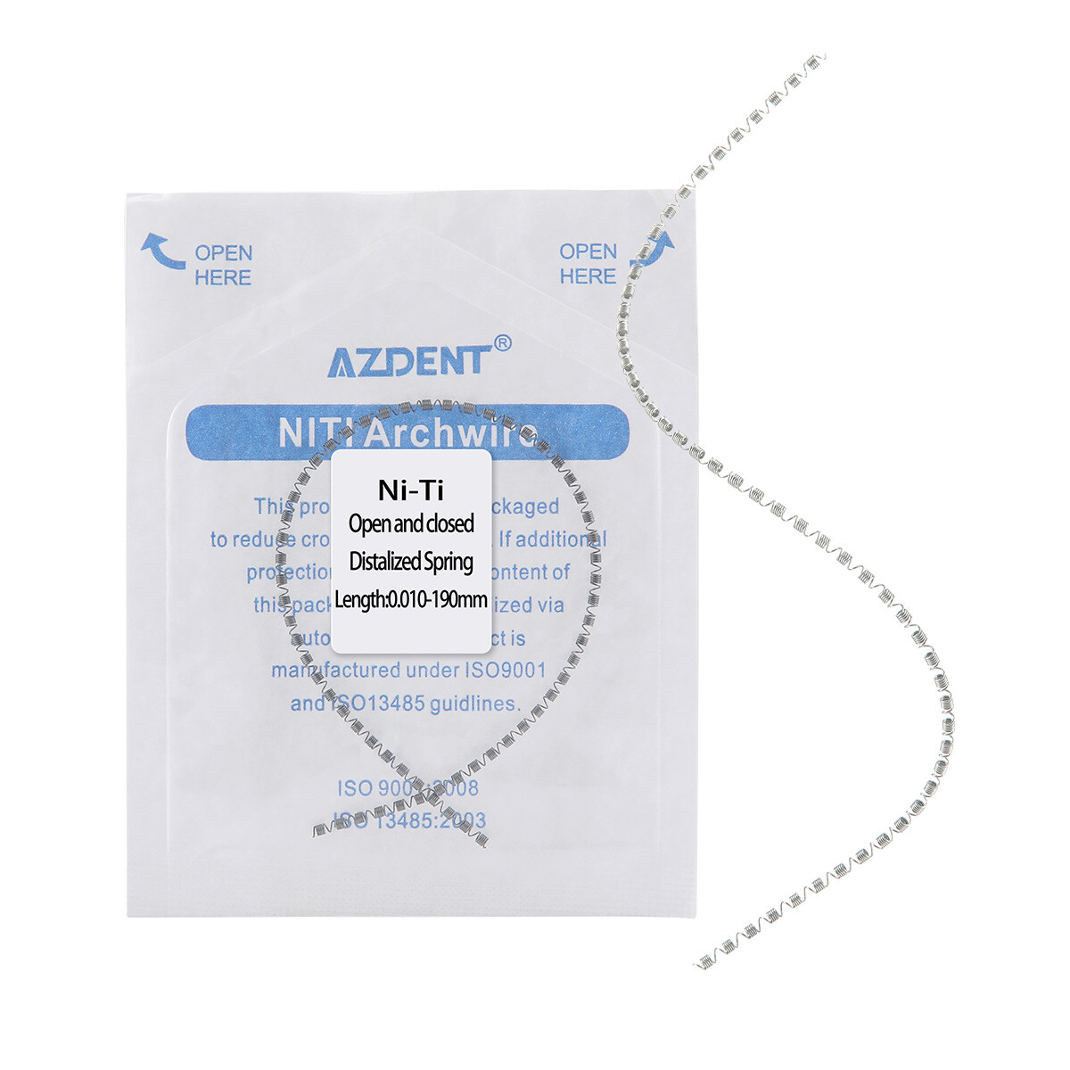 AZDENT Dental Orthodontic Niti Open &Closed Distalized Spring 0.010 /0.012 190mm