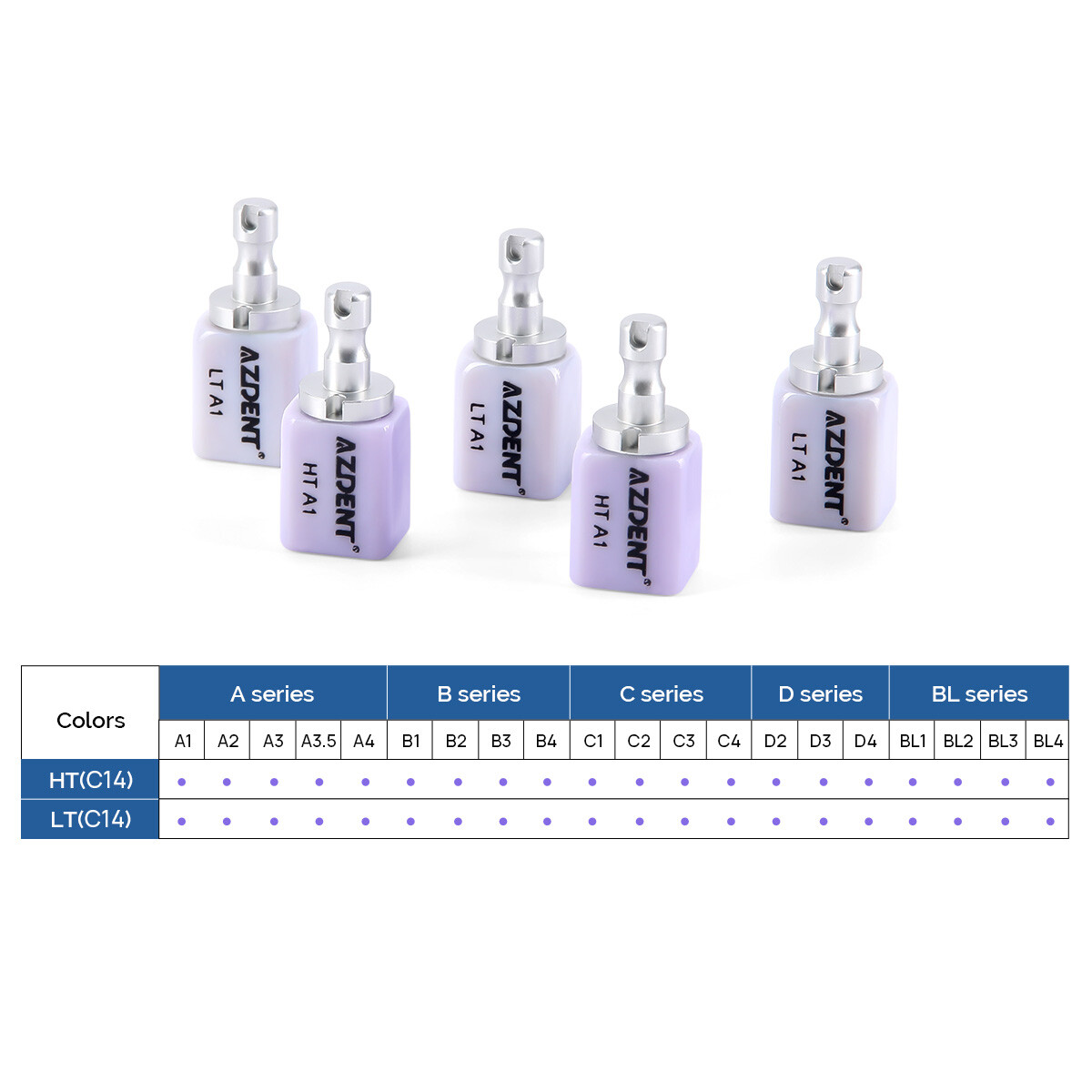 5PCS C14 Dental Emax Glass Ceramic Blocks Lithium Disilicate CAD/CAM CEREC Block