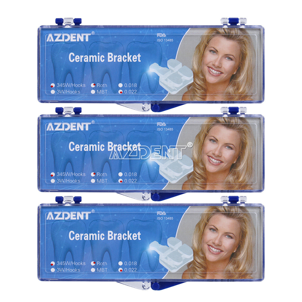 5X AZDENT ortodoncia brackets ceramicos soporte dental 5*5 Roth .022 Ganchos 345