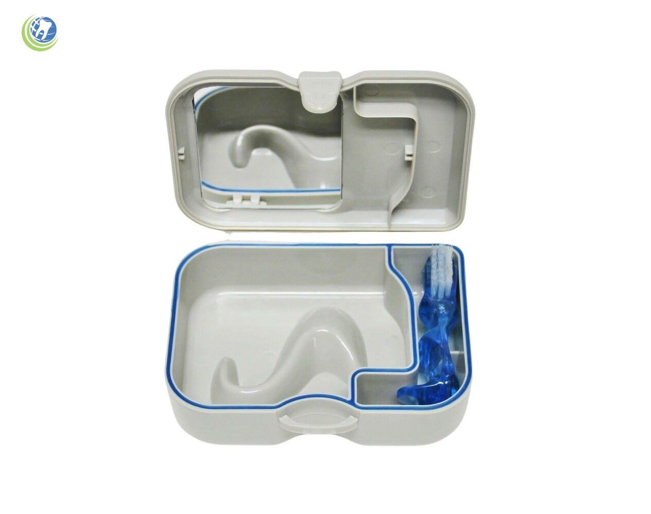 Denture Retainer Mouth-guard Storage Case with Mirror & Cleaning Brush – 1 PC