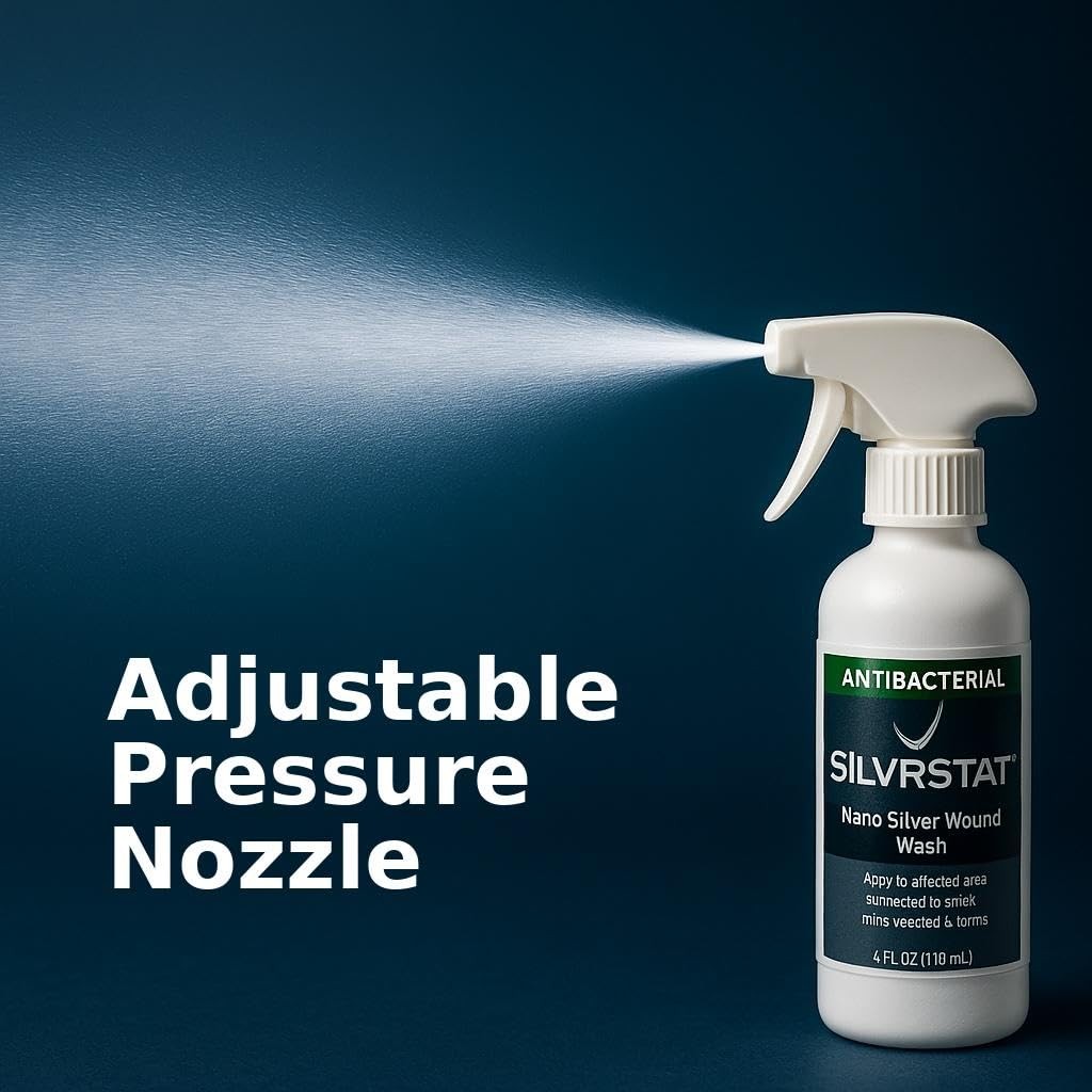 SilvrSTAT Nano Silver Wound Wash Sprayer | Debride & Fine Mist 4 Fl Oz, Clear