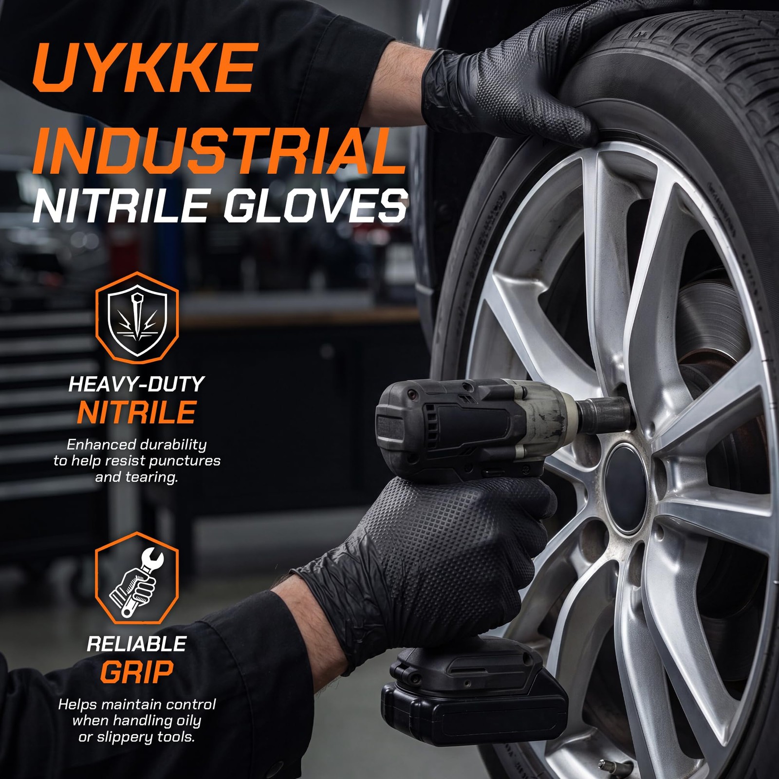 UYKKE 10mil Nitrile Gloves Thick,Industrial Disposable Medium, Black-100pcs