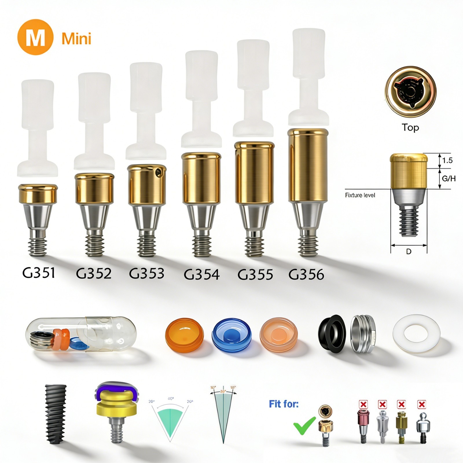 Dental Overdenture Zest Locator Abutment Male Cap for HIOSSEN Osstem M/R Platfor