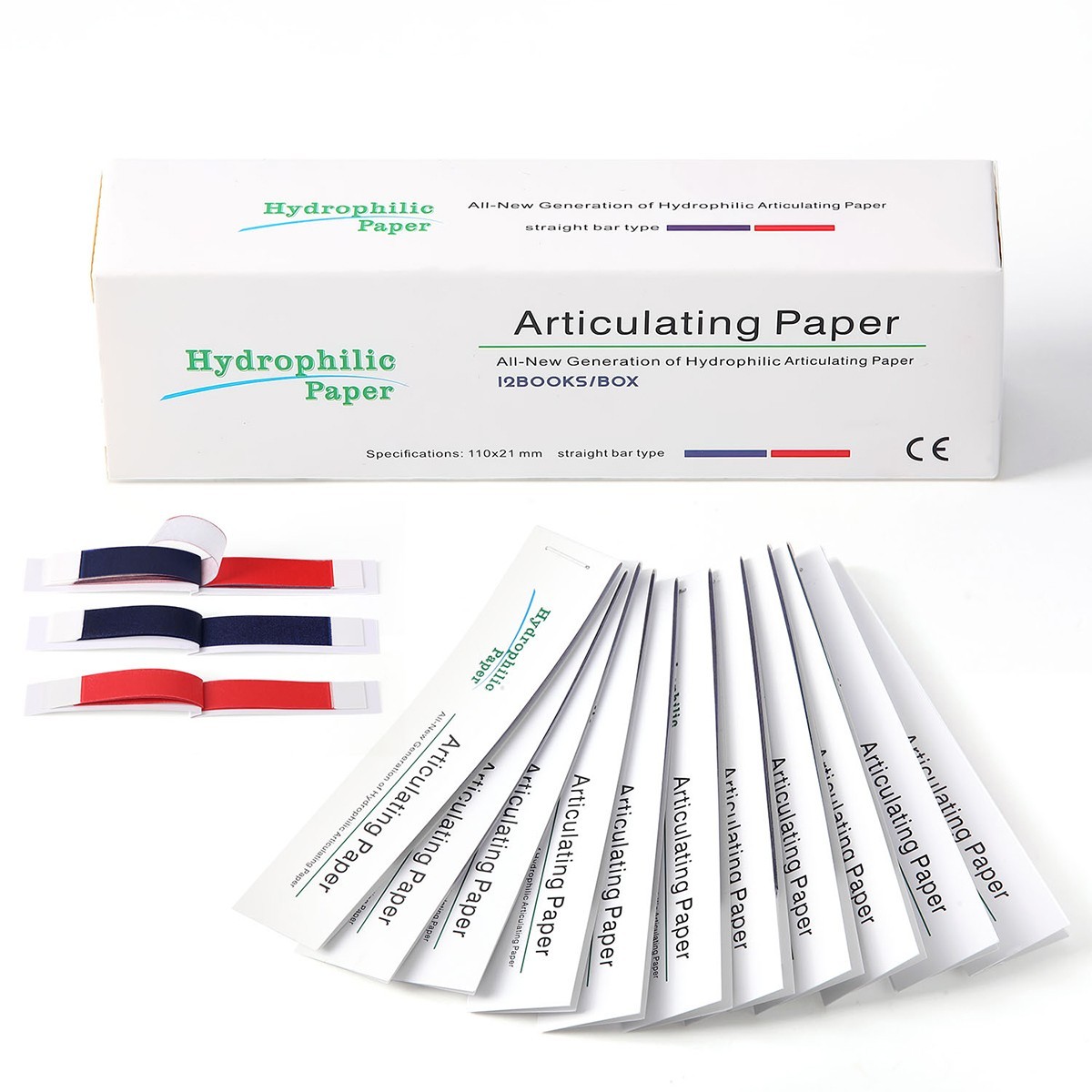 AZDENT Dental Articulating Paper Double Sided Strips Thick 100µm Blue/Red