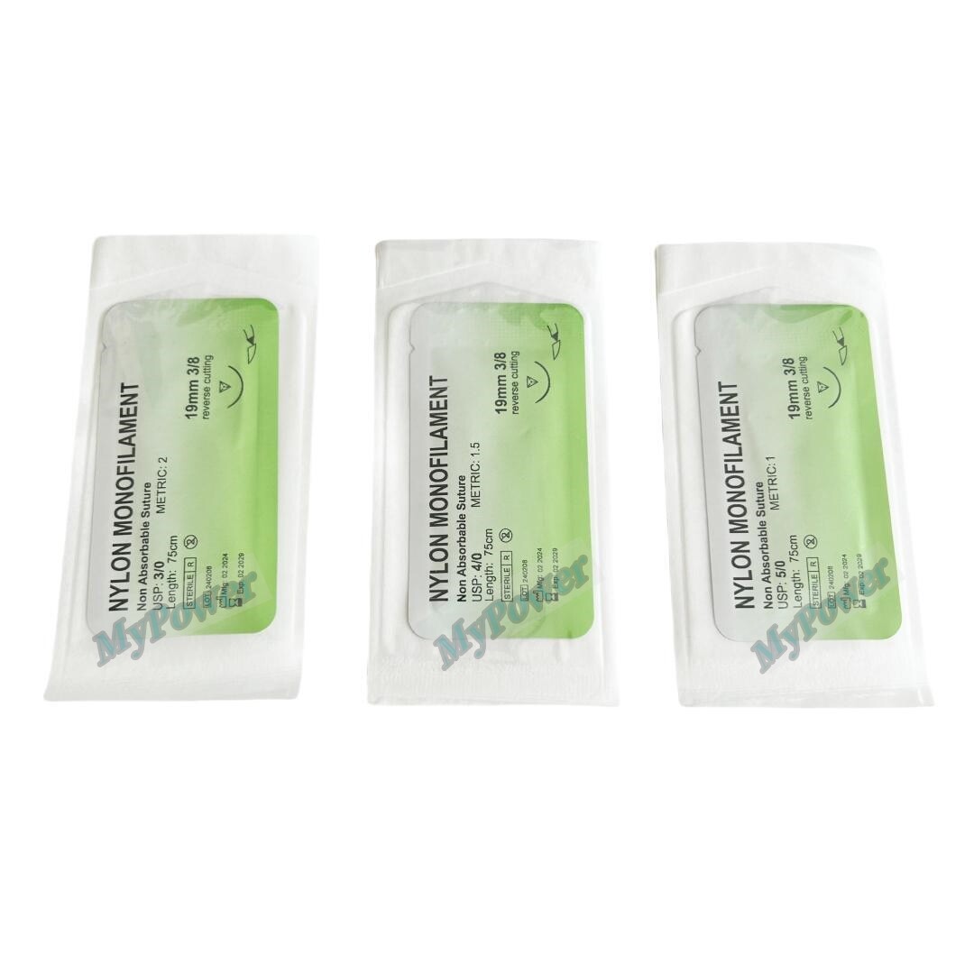 100Pcs Dental Sutures Reverse Suture Metric 1.5 Nylon Monofilament 5-0 4-0 3-0