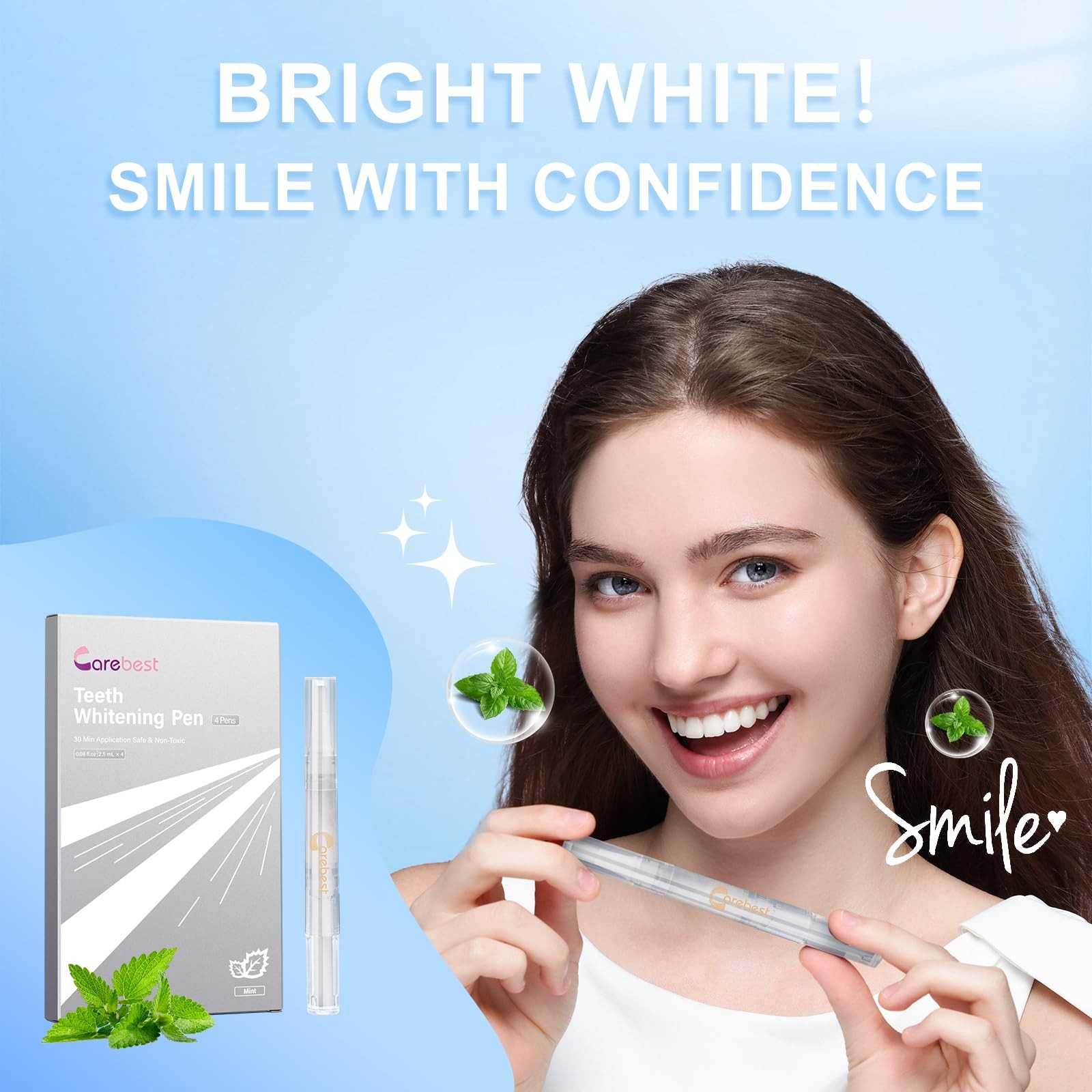 Carebest Teeth Whitening Pen(4 0.32 Fl Oz (Pack of 1), Transparent
