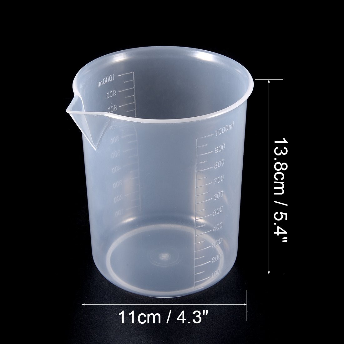 uxcell Measuring Cup 1000ml PP Plastic Graduated Beaker Transparent for Lab K…