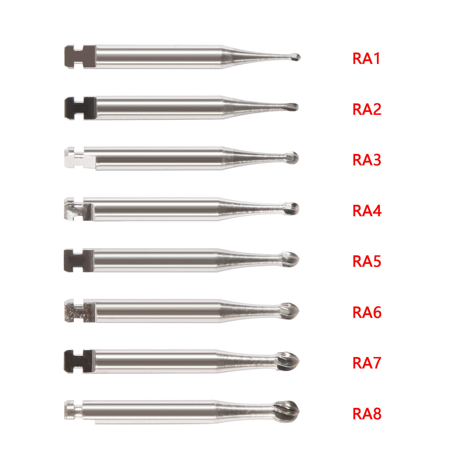 1-10Box Dental Round Carbide Bur for Slow Speed Latch Type Handpiece RA 1-8 Burs