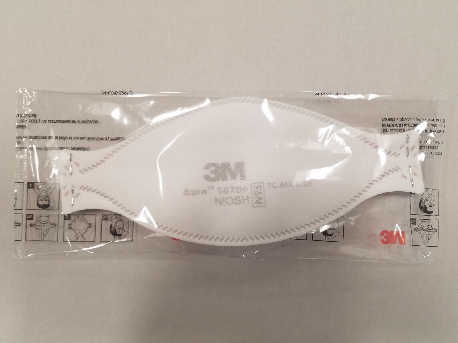 3M 1870+ AURA NIOSH N95 HEALTH SURGICAL RESPIRATOR. 10 Masks Individually Sealed