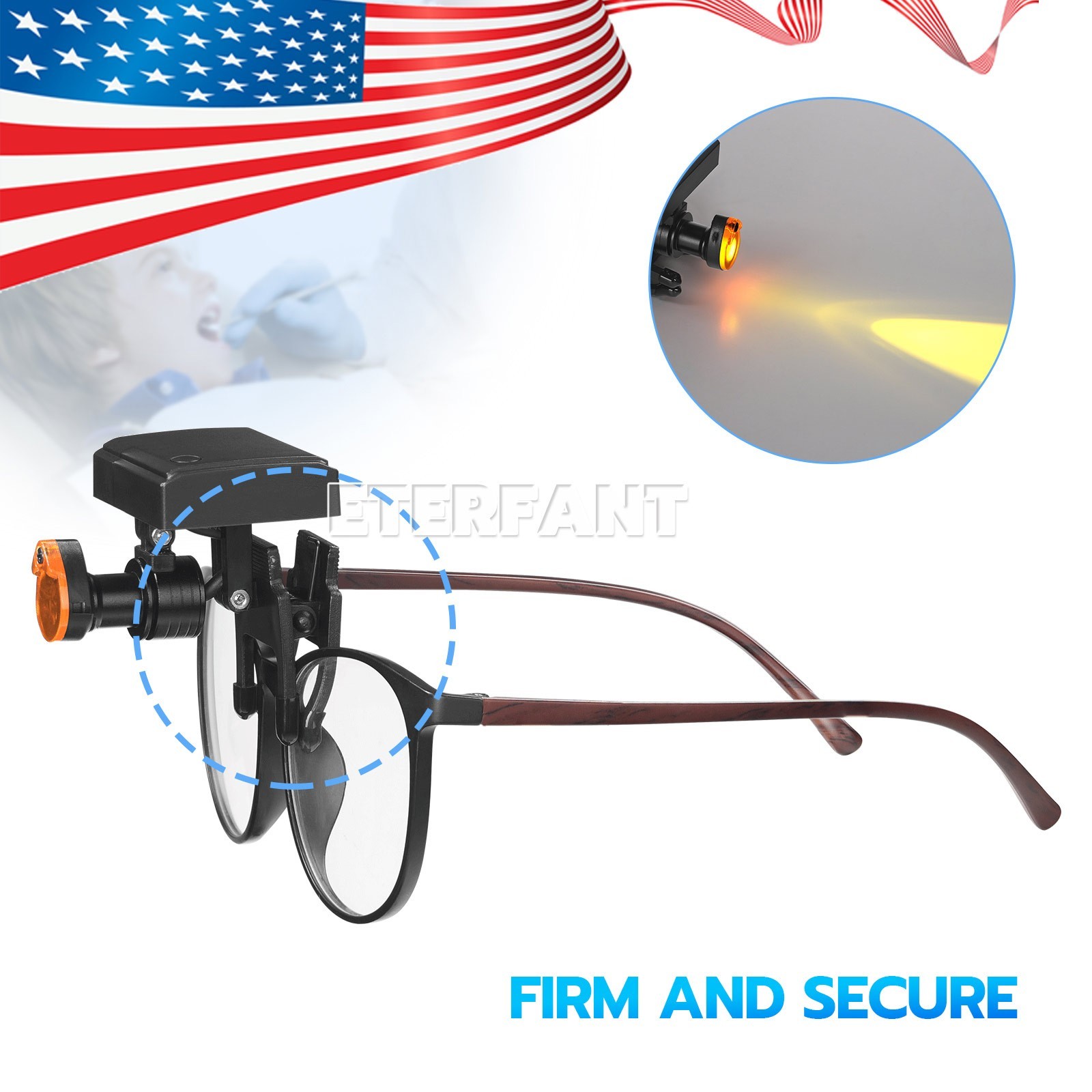ETERFANT Dental 5W LED Lightweight Headlig Lamp/W/Filter for Binocular Loupe US