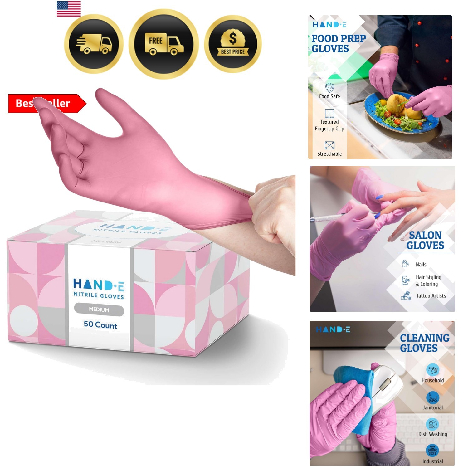 Pink Nitrile Disposable Gloves – Esthetician, Nail Tech, Hair Dye & Stylist, …