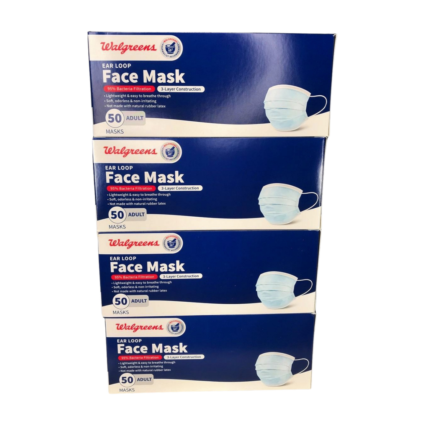 Ear-Loop Adult Face Masks (200 count, Walgreens, box expiration: 2/2025)