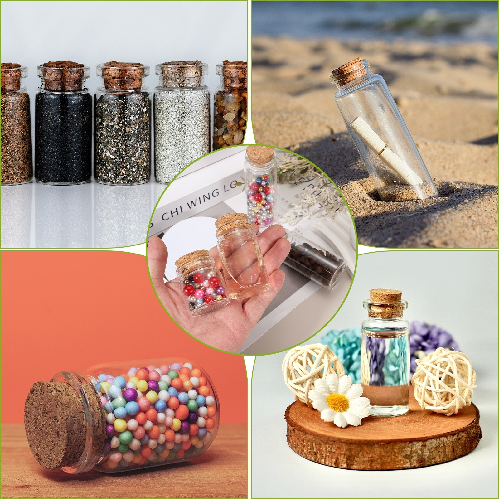8Pcs Mini Glass Bottles with Cork Stoppers 12ml Small Clear Glass Jars