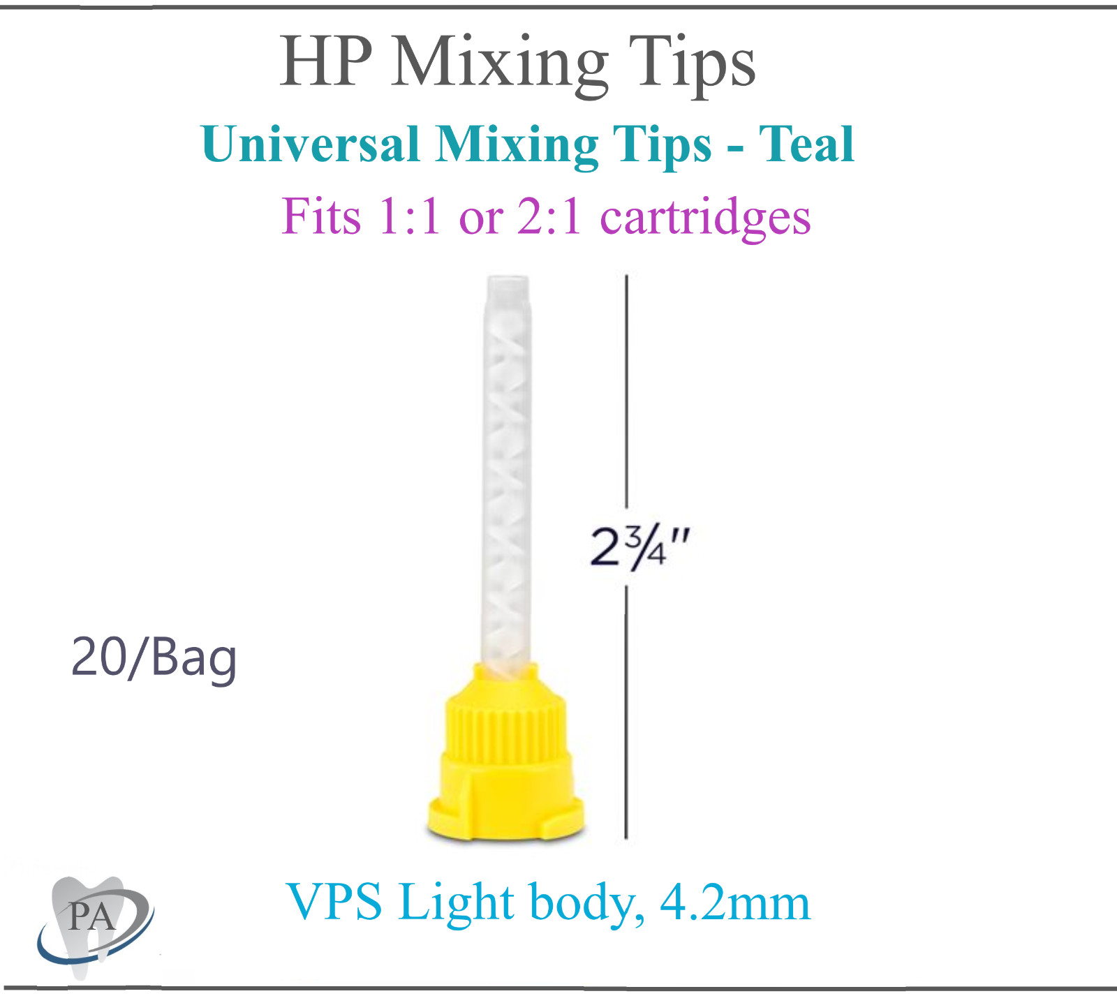 Dental Mixing Tips HP Yellow Impression HP Tips Yellow 4.2mm Original Mixpac Tip