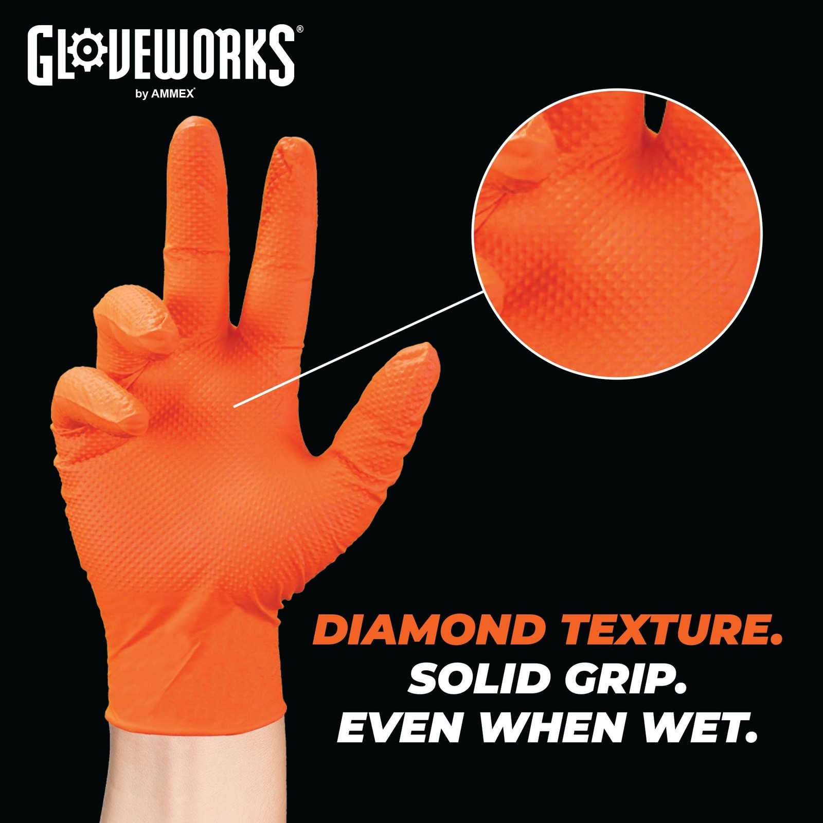GLOVEWORKS Nitrile Gloves Disposable Orange 8 Mil, XX-Large 5 Boxes 100