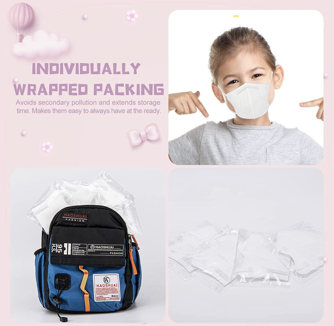 20Pcs KIDS KN95 Face Mask 5 Layer BFE 95% Disposable Child Respirator USA Seller