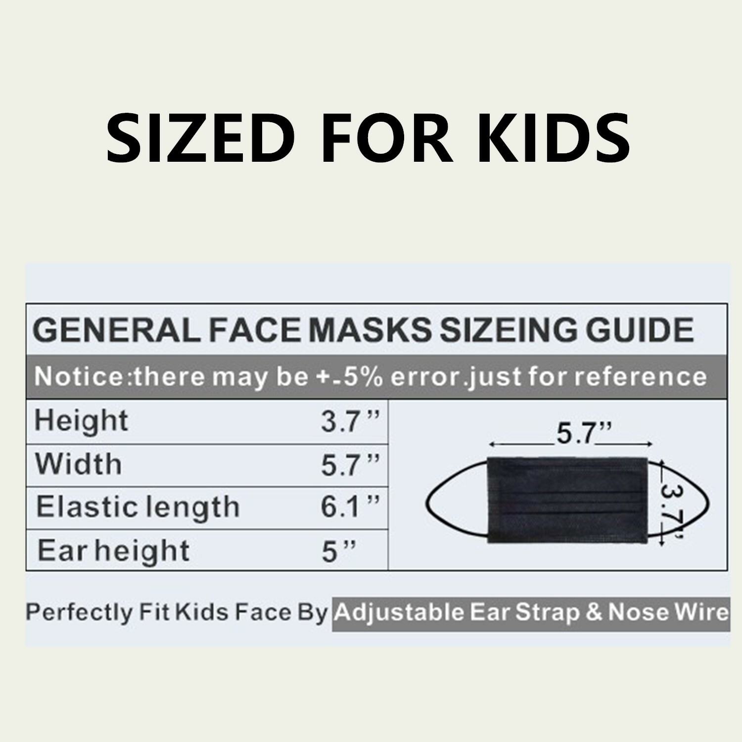 3000 Pcs (60box,50pcs/box) For Kids Children Black 3 Ply Disposable Face Mask