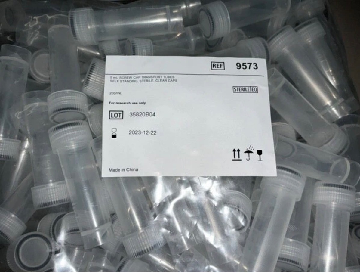 2000x 5mL Cryovial Screw Cap Transport Tubes Self Standing Sterile Clear NEW!!!