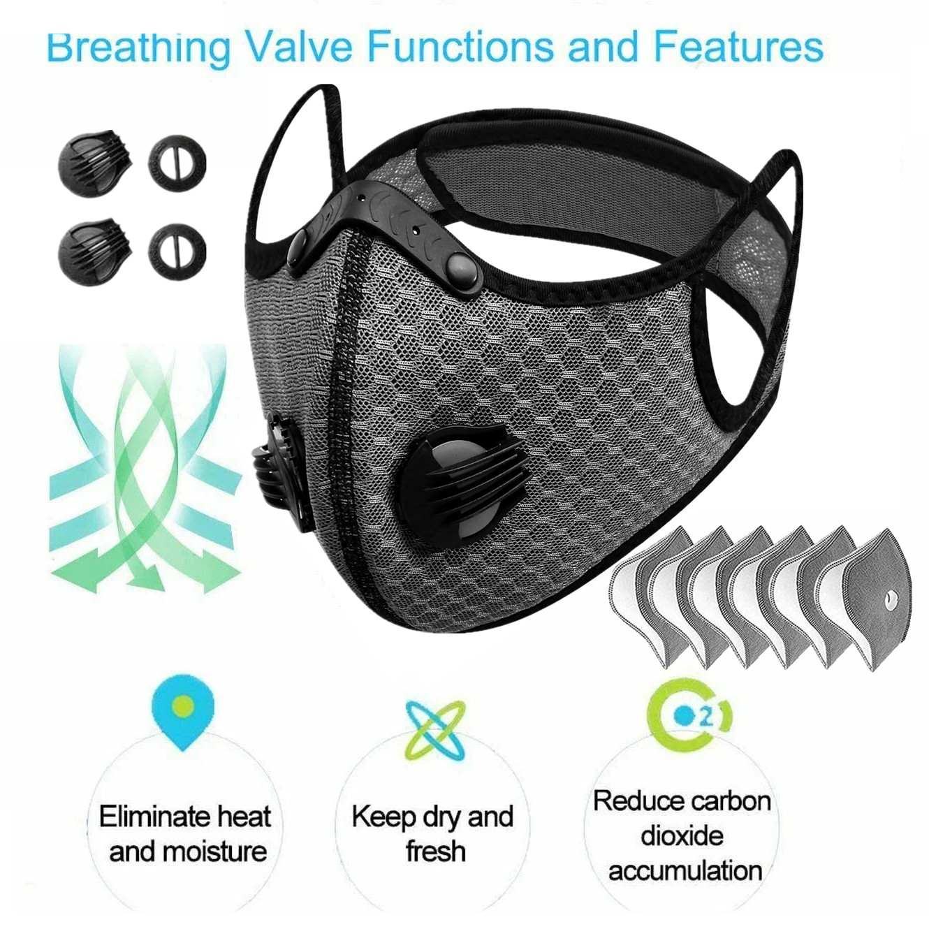 Half Face Cover Respirator Mask W/ Filters Anti Air Pollution Reusable Facepiece