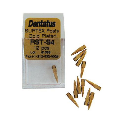 Dentatus RST-S4 Surtex Classic Gold Plated Posts Small 4 S4 1.50 mm 12/Bx