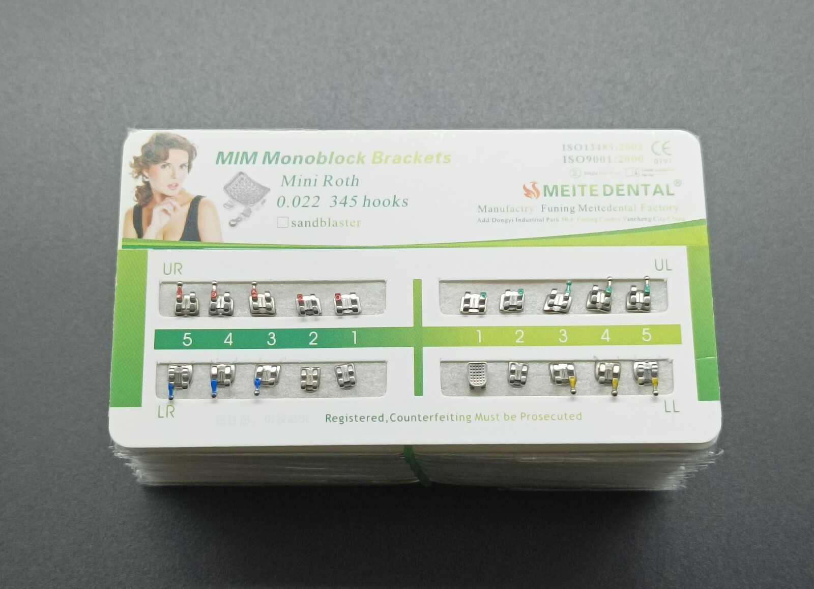 10Set Dental Orthodontic MIM Monoblock Brackets Mini Roth/MBT 022 Slot 345 hooks