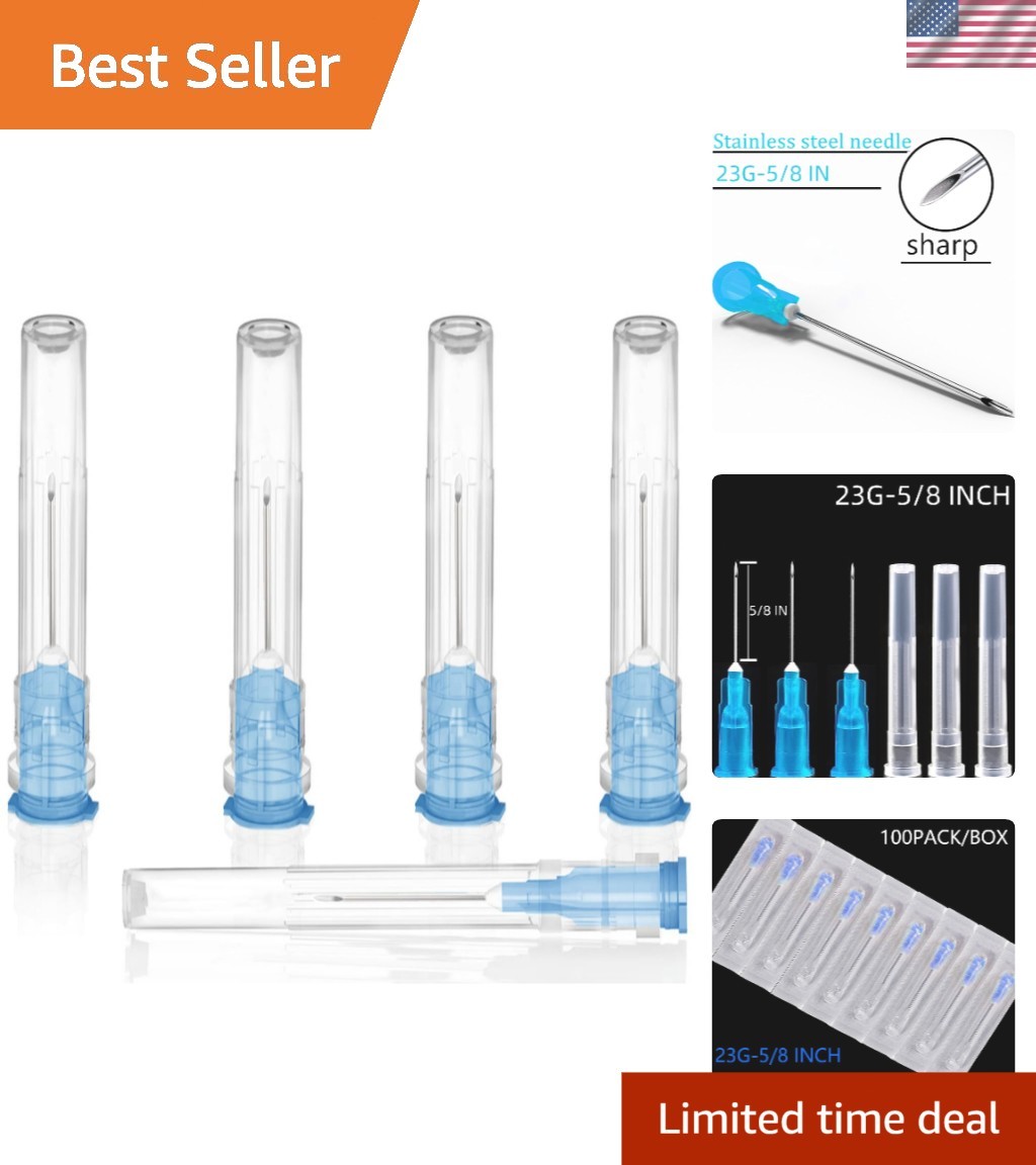 Lab Dispensing Needles Stainless Steel 23ga 5/8 Inch 100 Pack