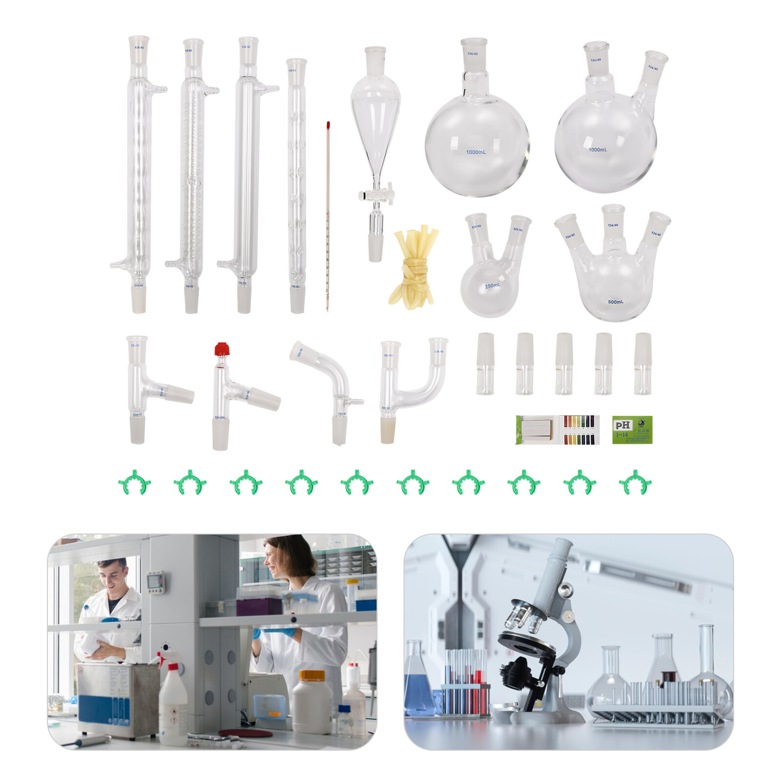 24/40 Glass Organic Chemistry Lab Glassware Kit – 32PCS Distillation Set