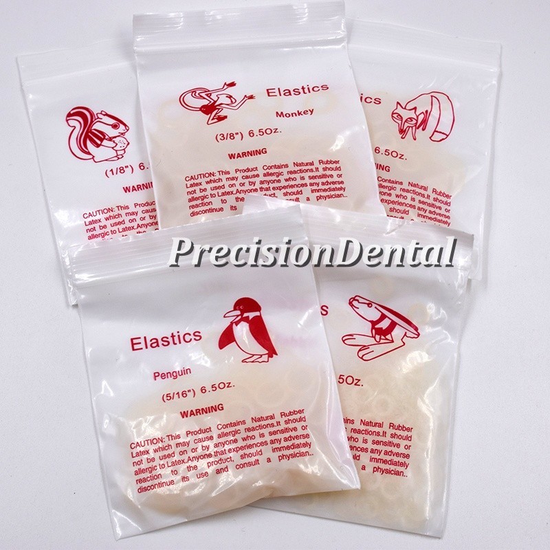 15 Sizes Dental Orthodontic Rubber Bands Elastics Latex Braces 3.5 5.0 6.5 Oz