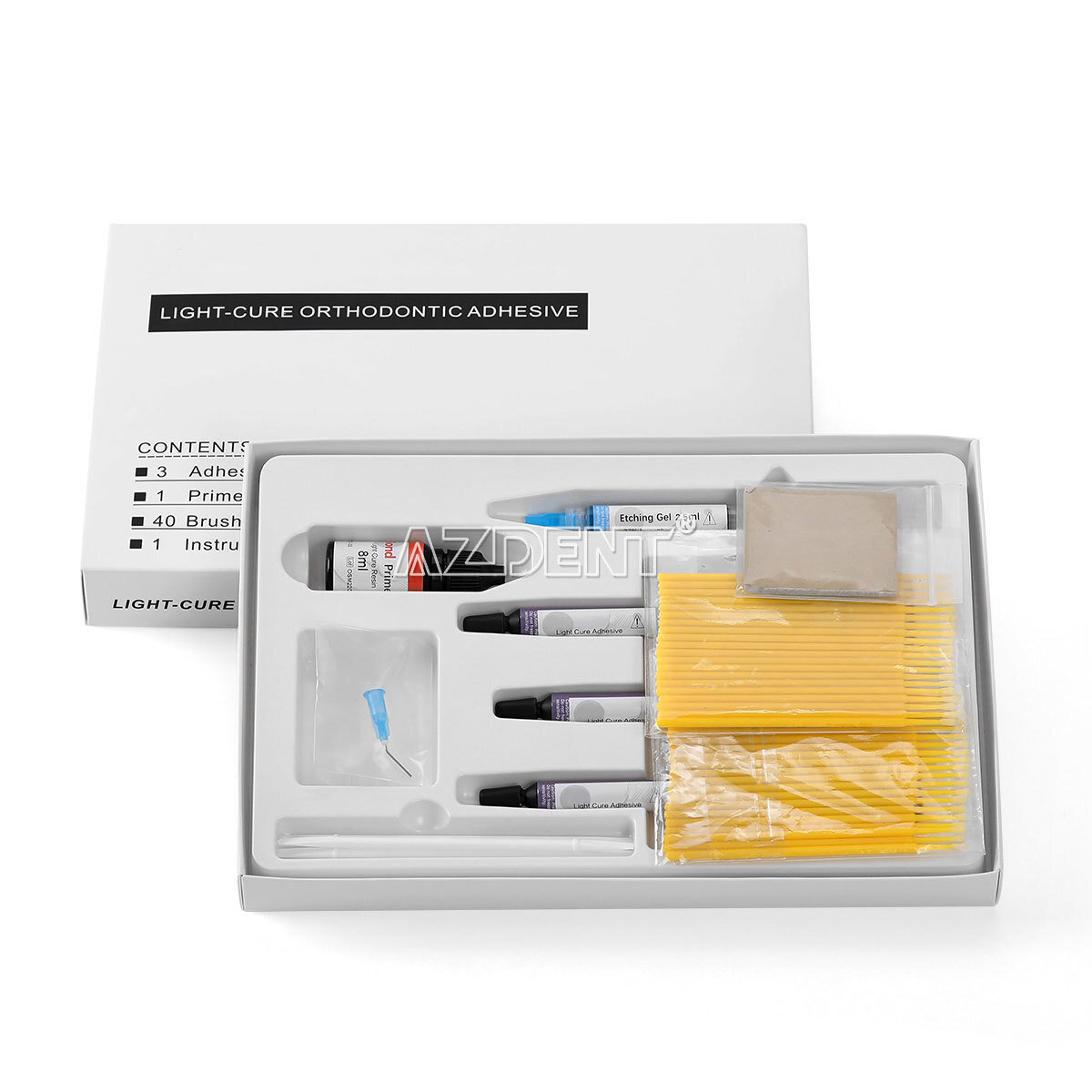 Dental Ortho Bonding Primer Bottle Bracket Light Cure Adhesive Paste Syringe Kit