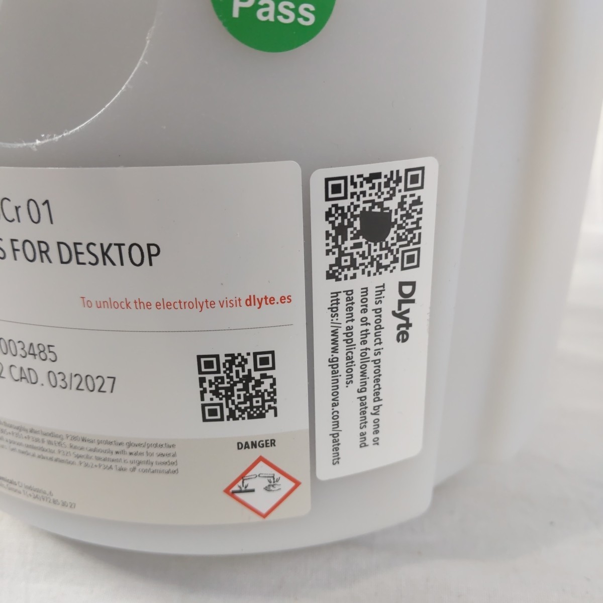 Electrolyte CoCr DLyte 01-S for Desktop machine (3.5L Tub) 10421000001