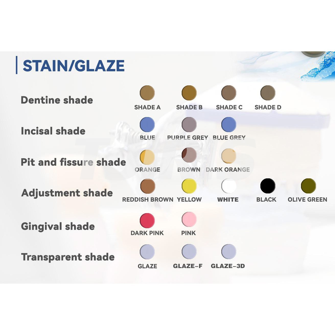Dental Lab Stain Glazing Paste for Zirconia Glass Ceramic Porcelain 5g