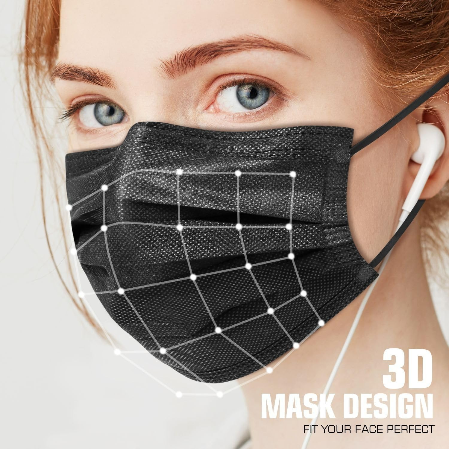 Pack of 50 Black 3-Ply Earloop Face Masks – Effective Pollution Protection