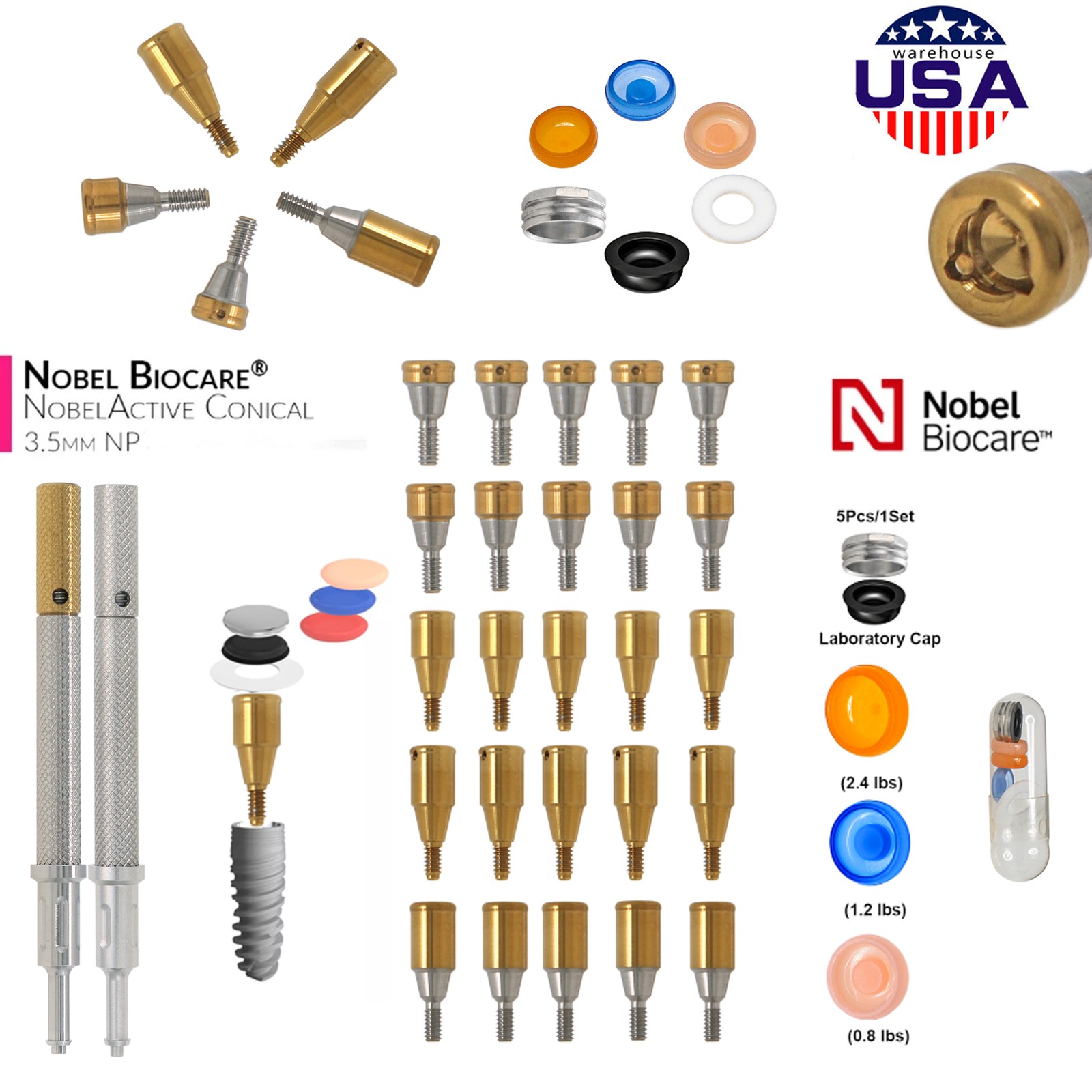 US Zest Locator Abutment Attachment Overdenture Caps Fits Hiossen Nobel Zimmer