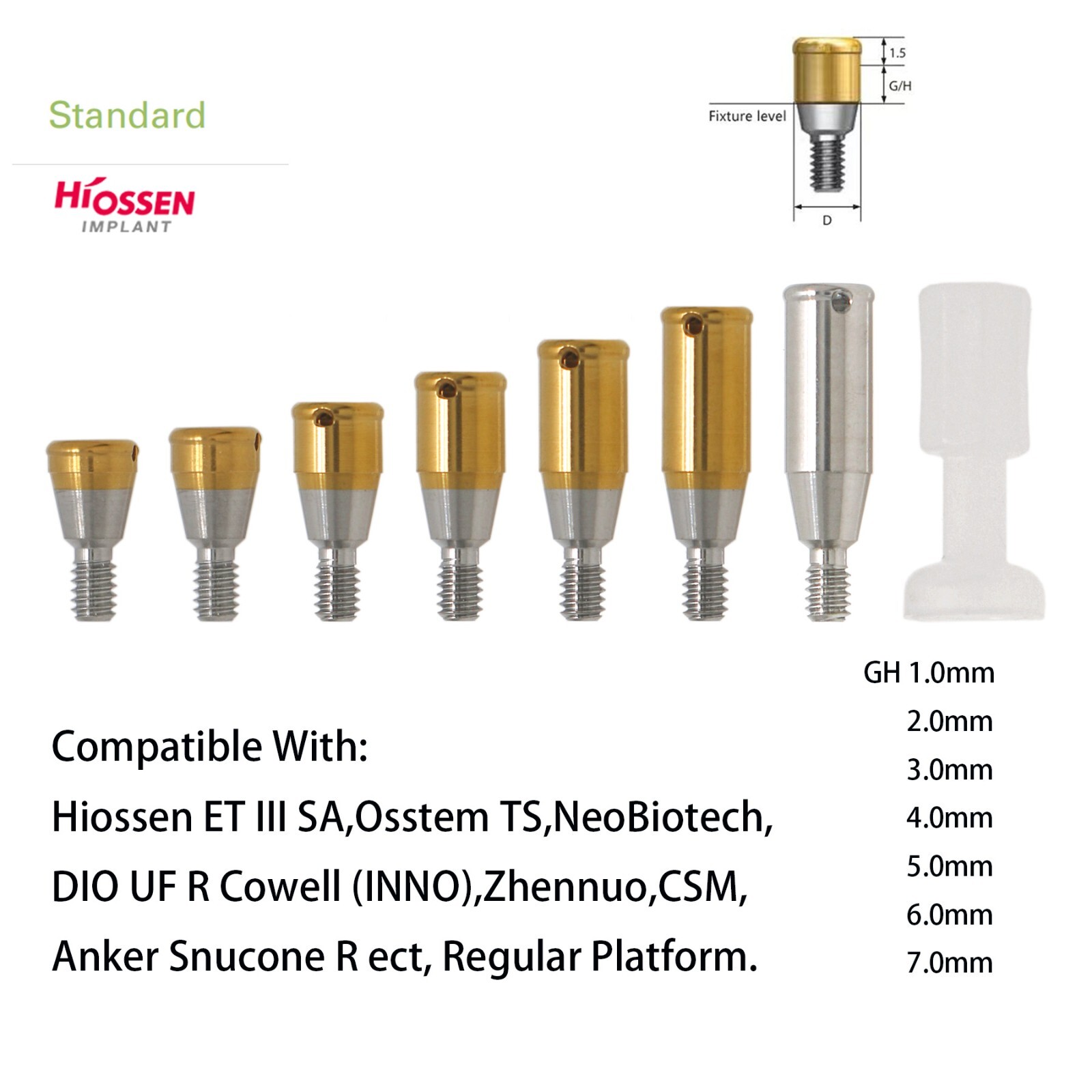 US Hiossen ET Overdenture Locator Abutment Compatible Mini/standard Implants