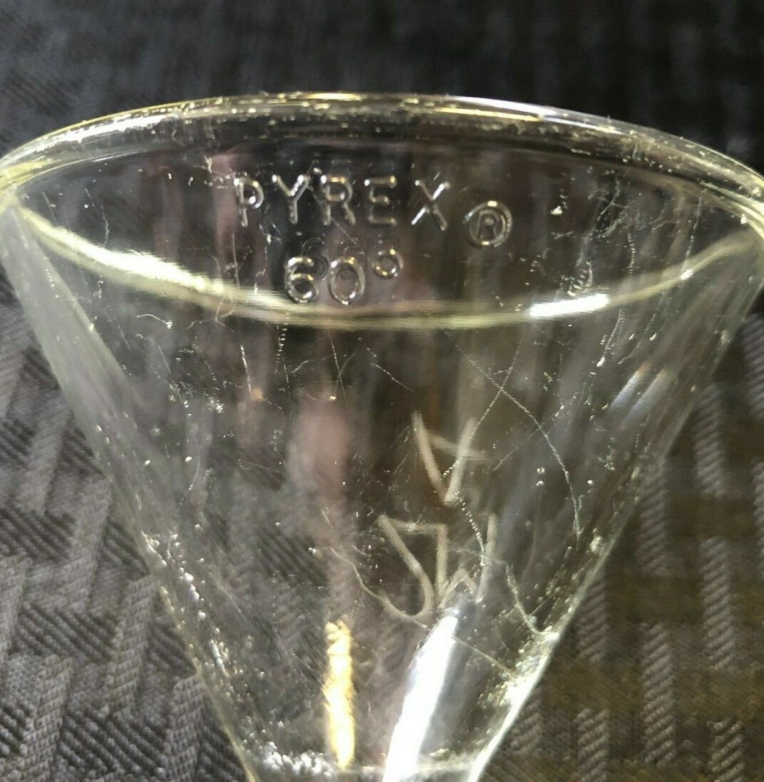 Corning Pyrex Glass 75mm Diameter Powder Filling Funnel, Damaged, 6220-75
