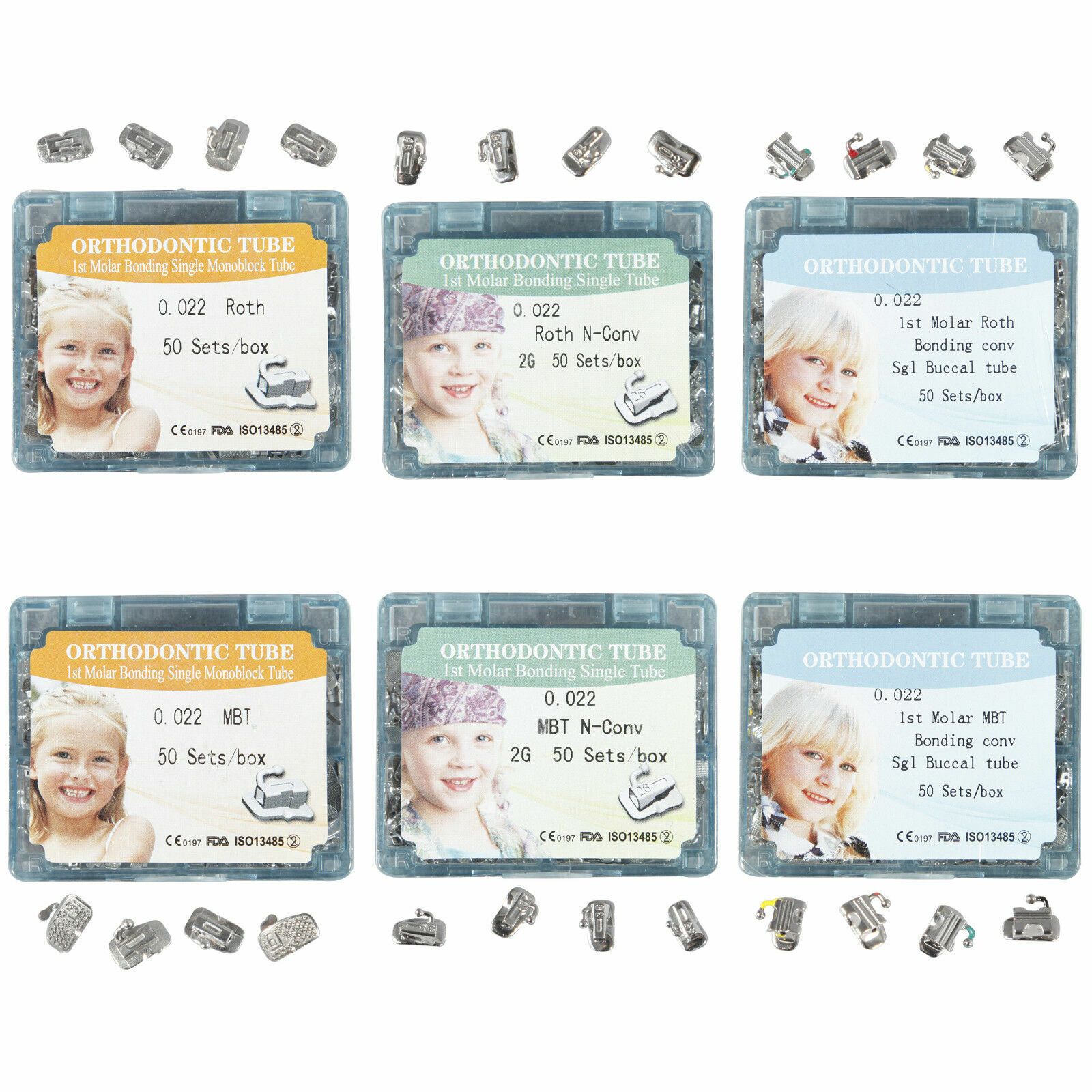 50 Sets Orthodontics Buccal Tube 1st Molar Bondable Non/Convertible 022 Roth/MBT