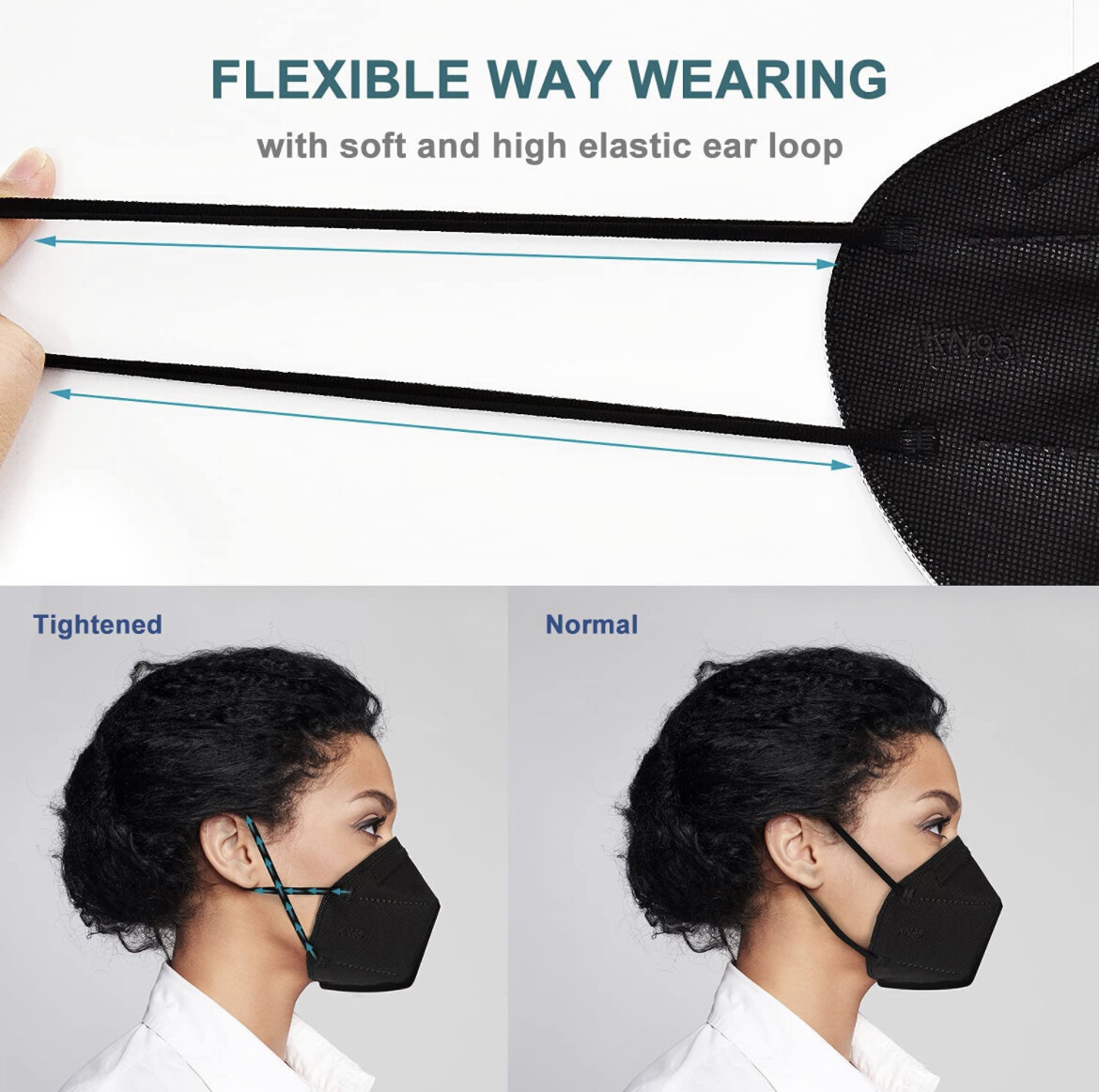 50/100 Pcs Black KN95 Protective 5 Layer Kids Face Mask BFE 95% Disposable Masks
