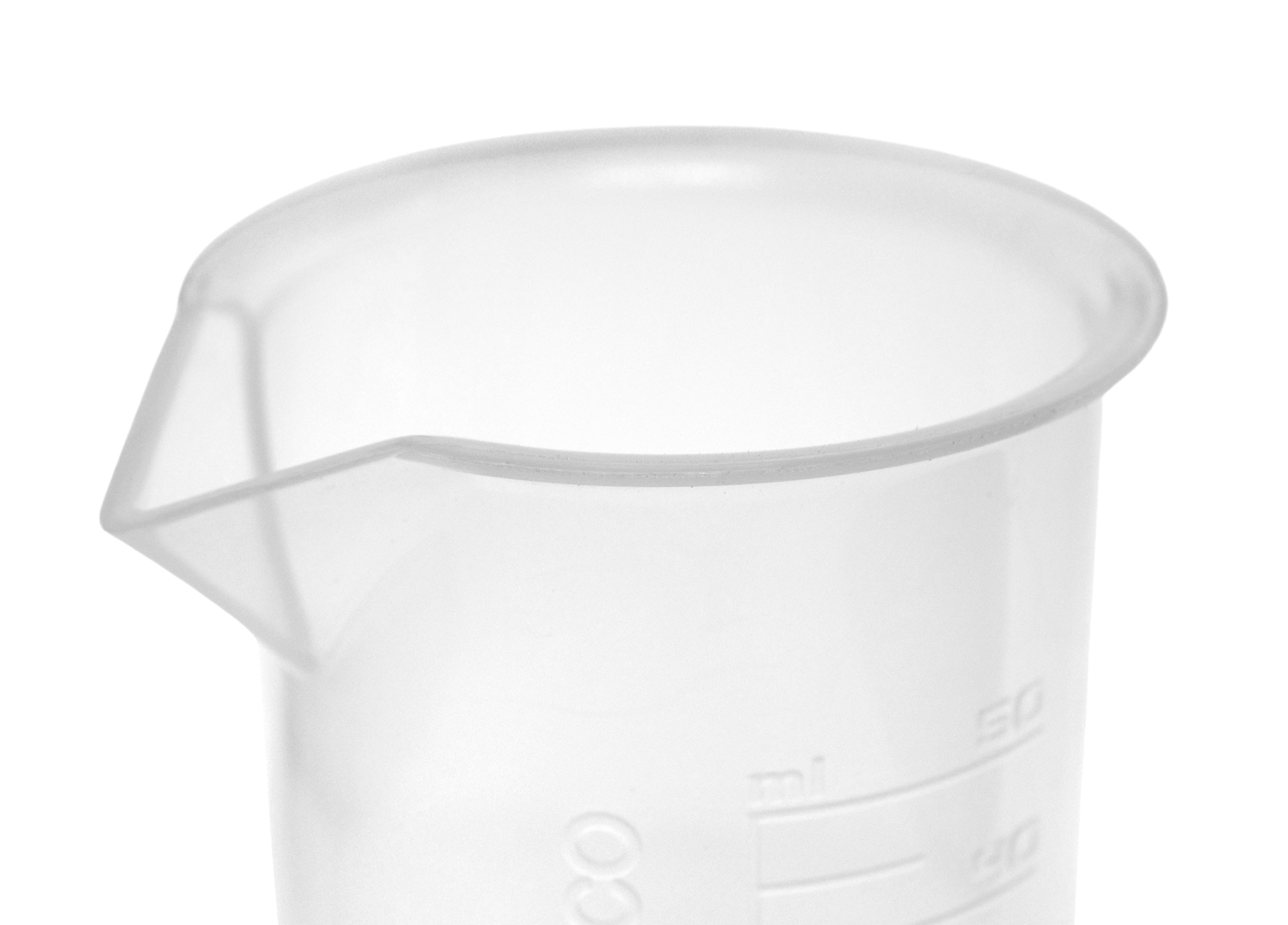 Plastic Beaker, 50ml – Polypropylene – Raised Graduations – Eisco Labs