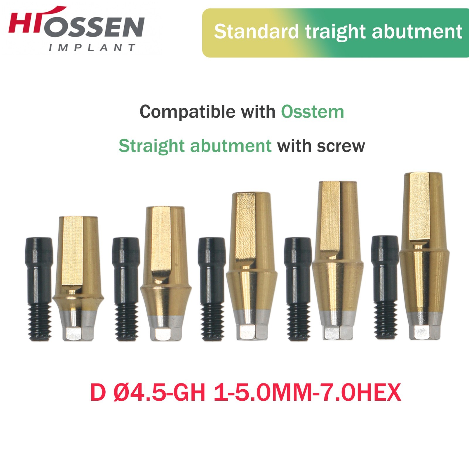 US Titanium Straight Transfer Hex Abutment Fit Hiossen ET/Osstem TS Mini/Regular