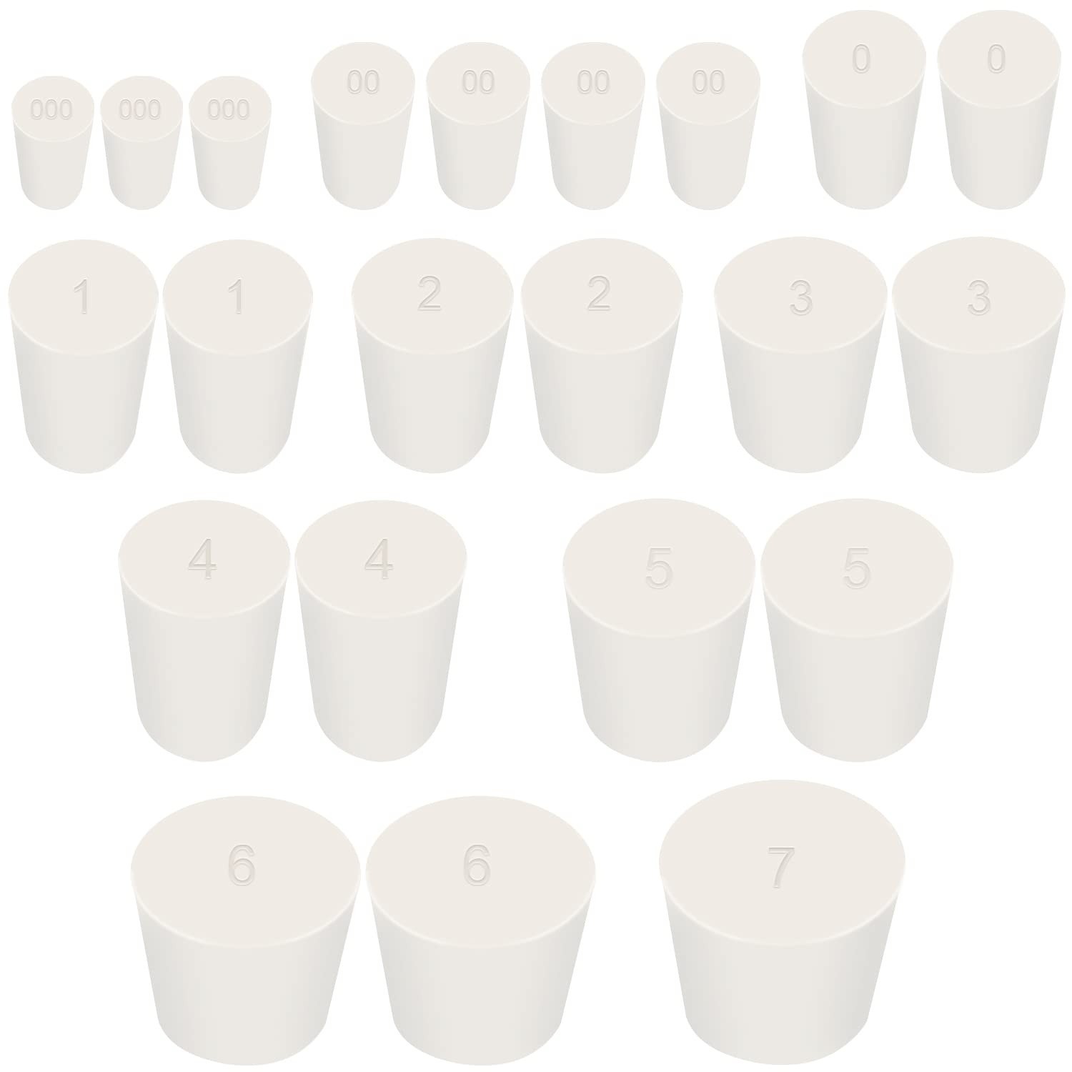 25Pcs Black Rubber Stoppers Assorted Sizes for Lab Use