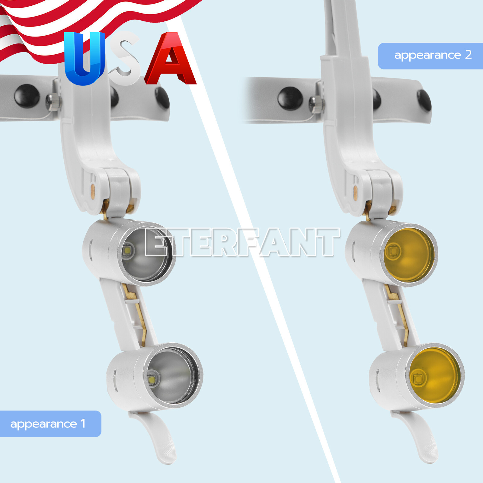 ETERFANT Dental 3.5X Headband Binocular Loupes+5W Dual LED Head Light 2 Leds