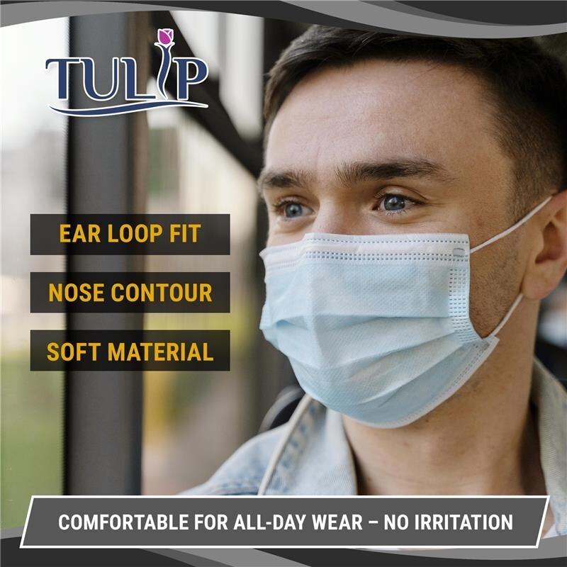 500 White ASTM Level 3 Face Masks 4-Ply Disposable Surgical Medical Shield Tulip
