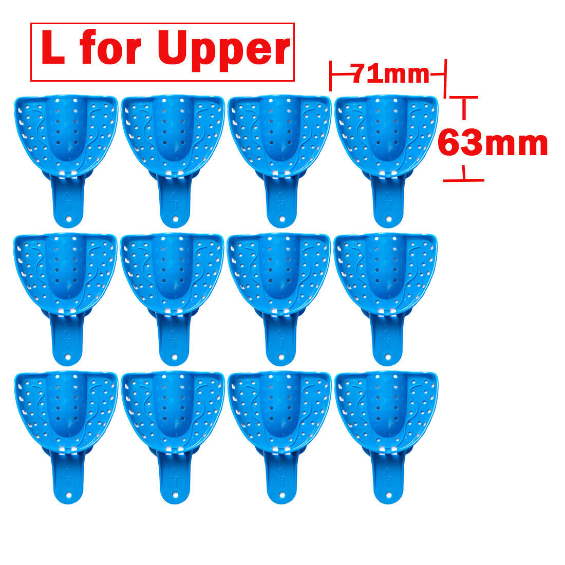 EASYINSMILE 12Pc Dental Plastic Impression Tray Perforated Upper/Lower Autoclave