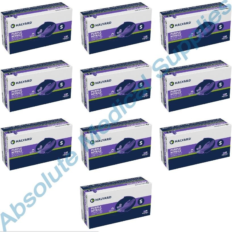 *1,000-Pieces* Halyard Purple Powder-Free Nitrile Exam Gloves Small 55081