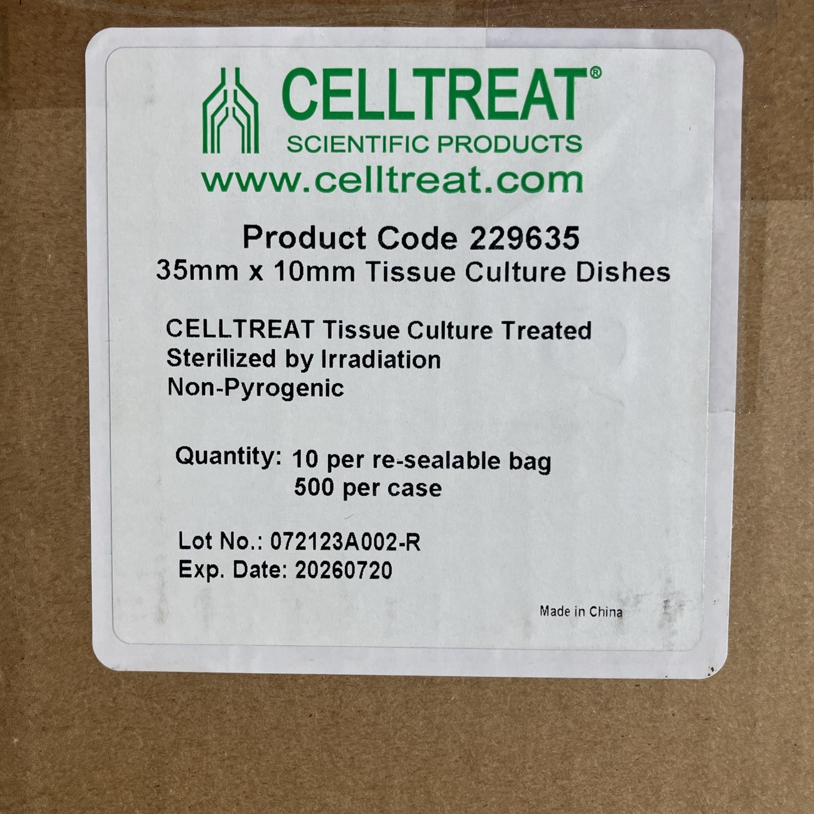 NEW CELLTREAT # 229635 Tissue Culture Treated Dishes 35mm x ñ