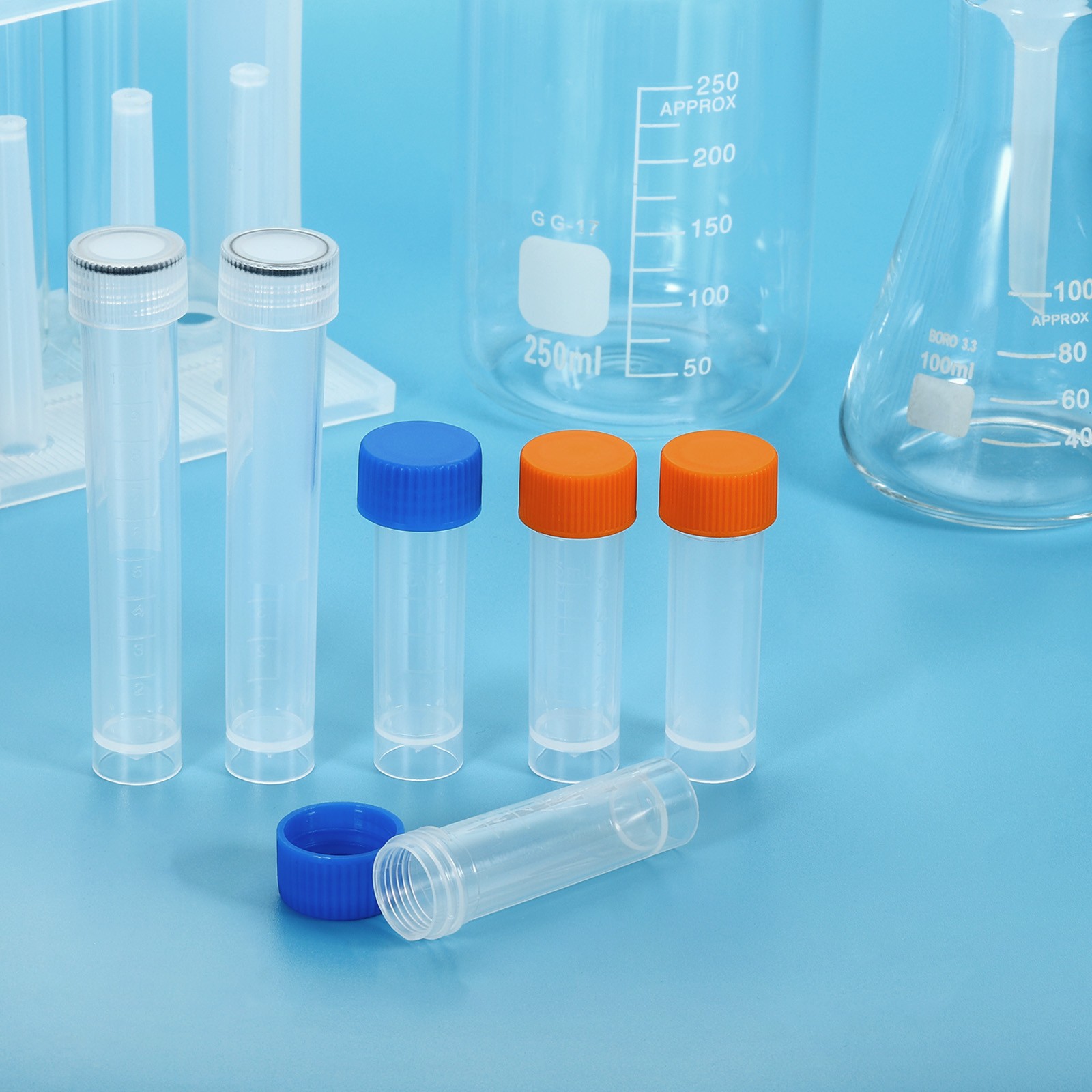 20Pcs 20mL Plastic Test Tubes Frozen Test Tube Vial Container Screw Cap Red