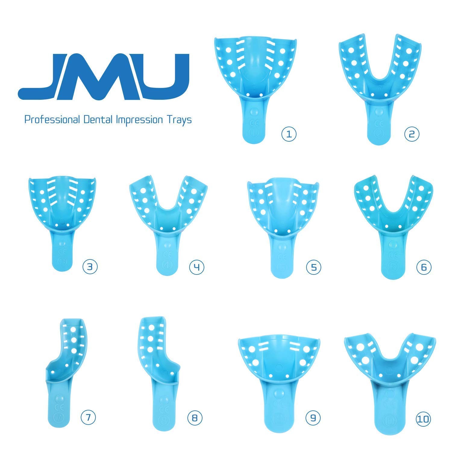 JMU Dental Impression Tray,Bag of 12 Perforated Disposable Trays,1 Large #1