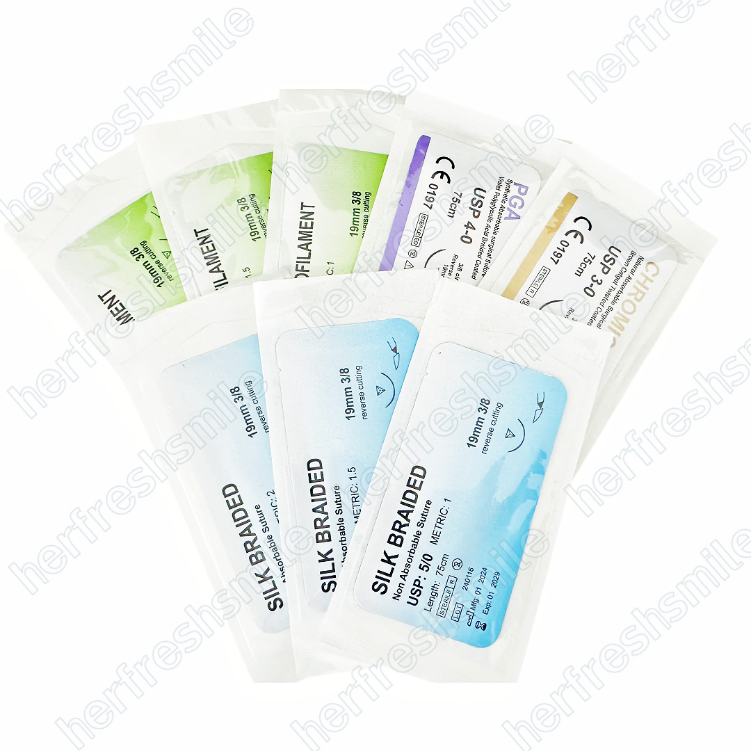 Absorbable Dental Oral Surgical Suture PGA GUT Nylon Silk Natural Needled