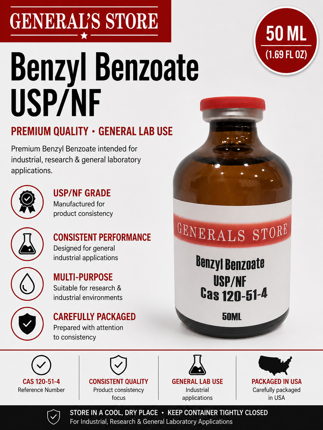 100ml Vial Benzyl Benzoate USP/NF