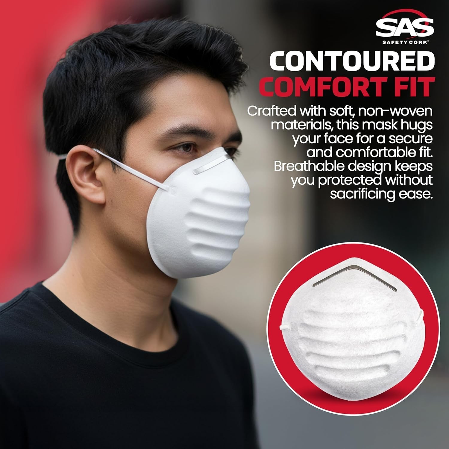 SAS Safety Nuisance Dust Mask 50 Pack Adjustable Respiratory Protection Masks